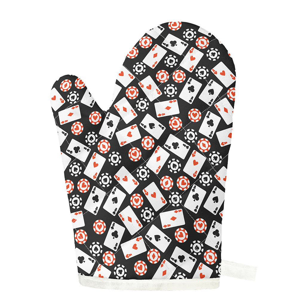 Casino Chip And Card Pattern Print Single Oven Mitt