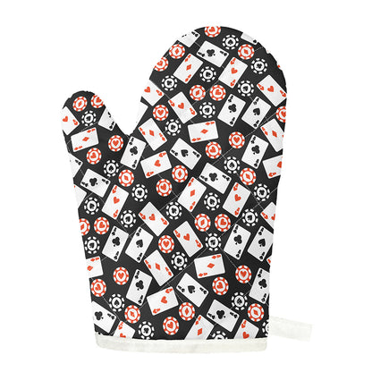 Casino Chip And Card Pattern Print Single Oven Mitt