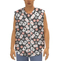 Casino Chip And Card Pattern Print Sleeveless Baseball Jersey