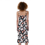 Casino Chip And Card Pattern Print Slim Fit Midi Cami Dress