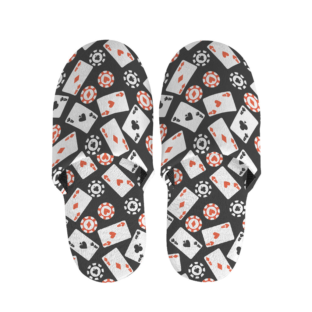 Casino Chip And Card Pattern Print Slippers