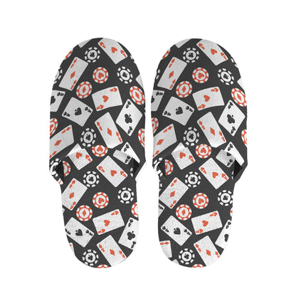 Casino Chip And Card Pattern Print Slippers