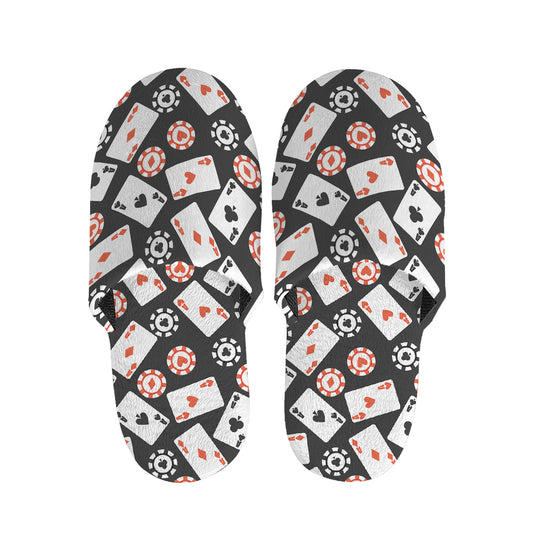 Casino Chip And Card Pattern Print Slippers