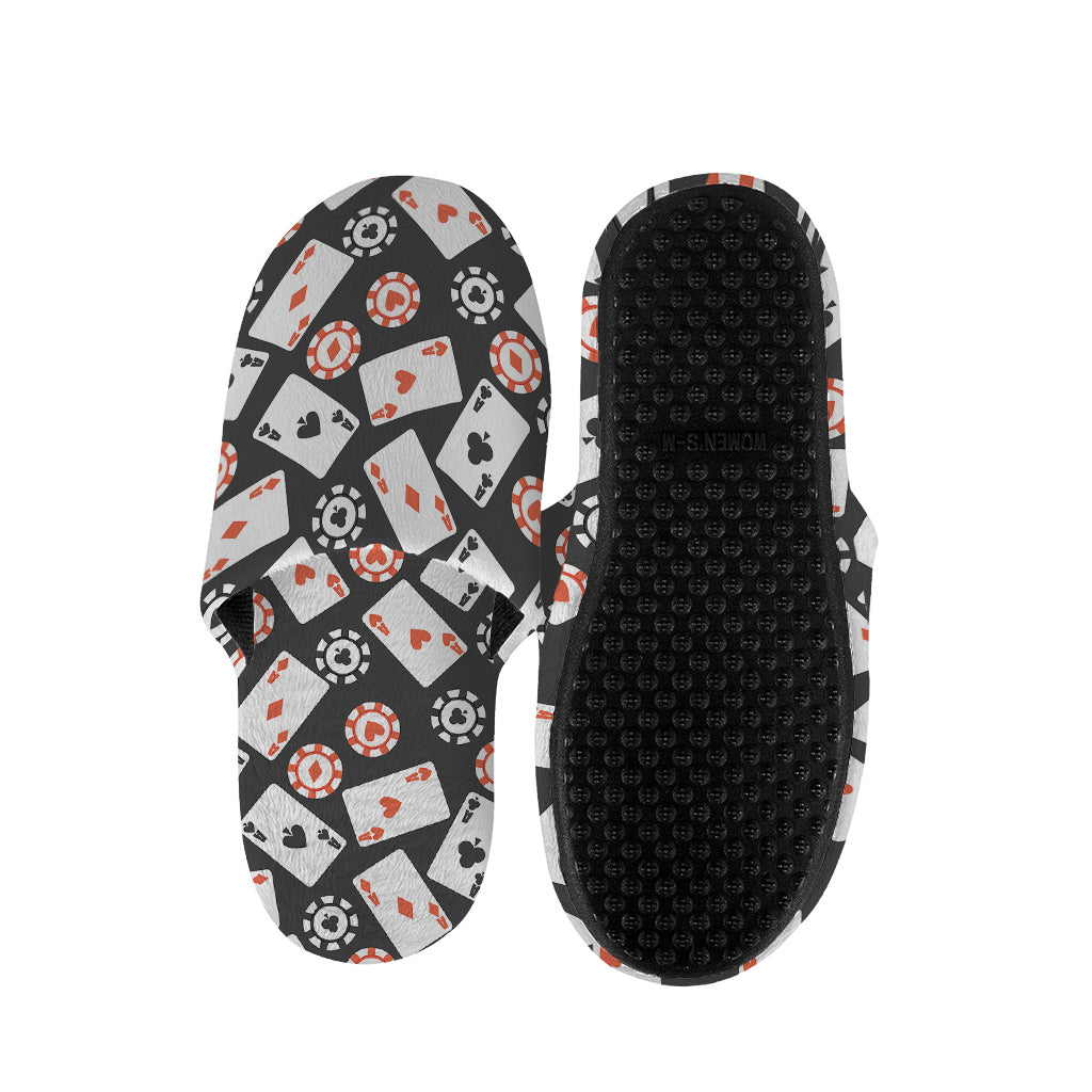 Casino Chip And Card Pattern Print Slippers