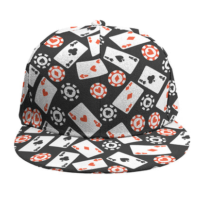 Casino Chip And Card Pattern Print Snapback Cap