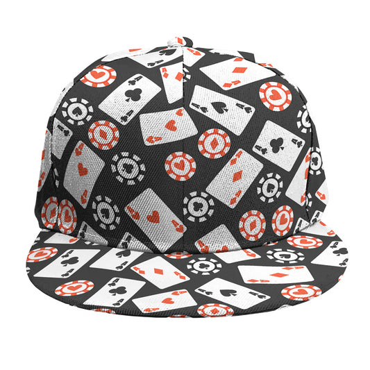 Casino Chip And Card Pattern Print Snapback Cap