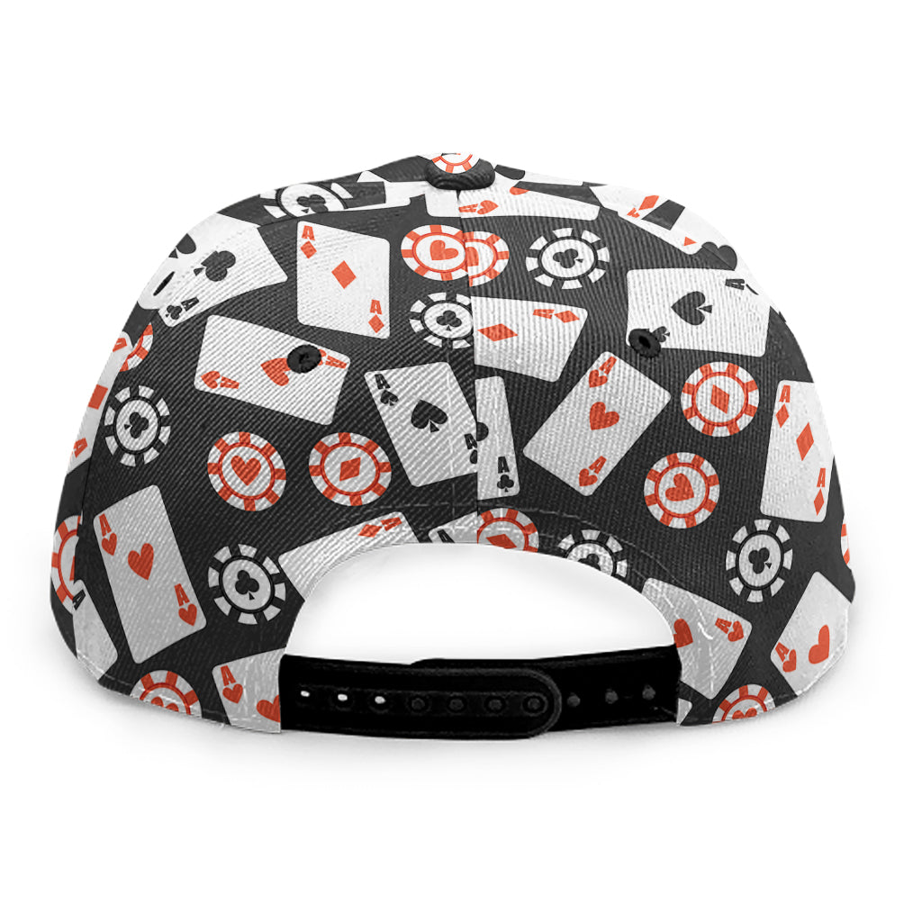 Casino Chip And Card Pattern Print Snapback Cap