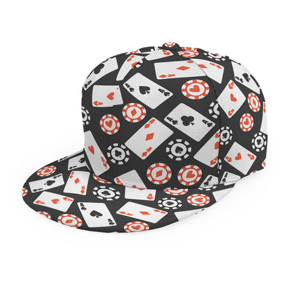 Casino Chip And Card Pattern Print Snapback Cap