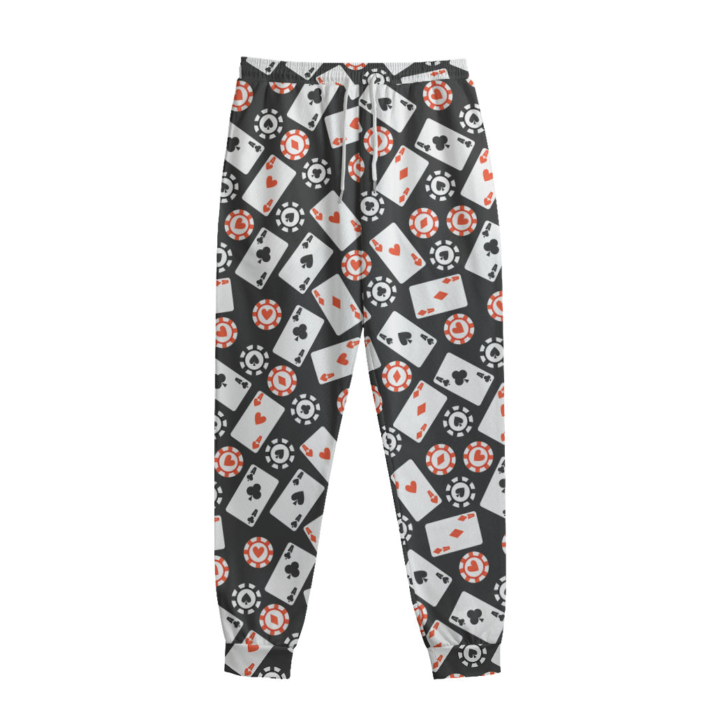 Casino Chip And Card Pattern Print Sweatpants