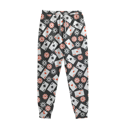 Casino Chip And Card Pattern Print Sweatpants
