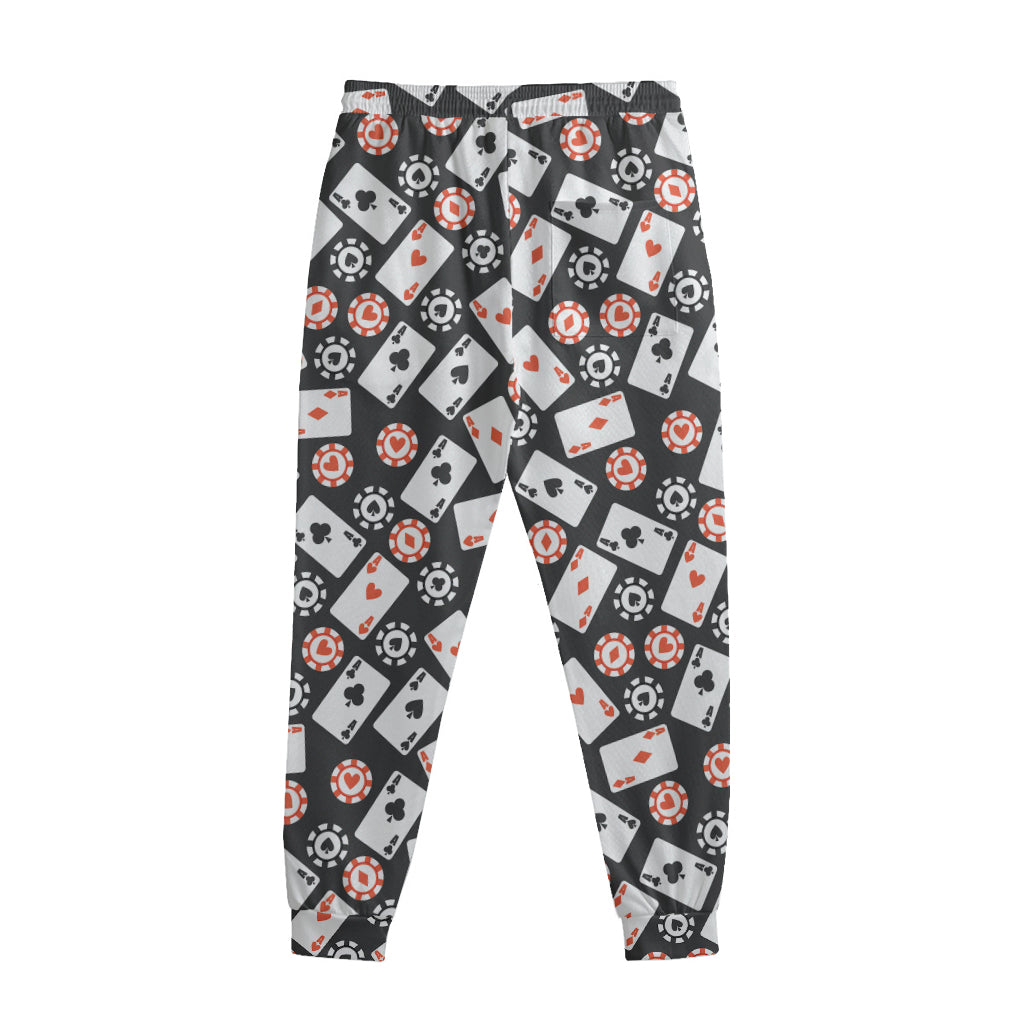 Casino Chip And Card Pattern Print Sweatpants
