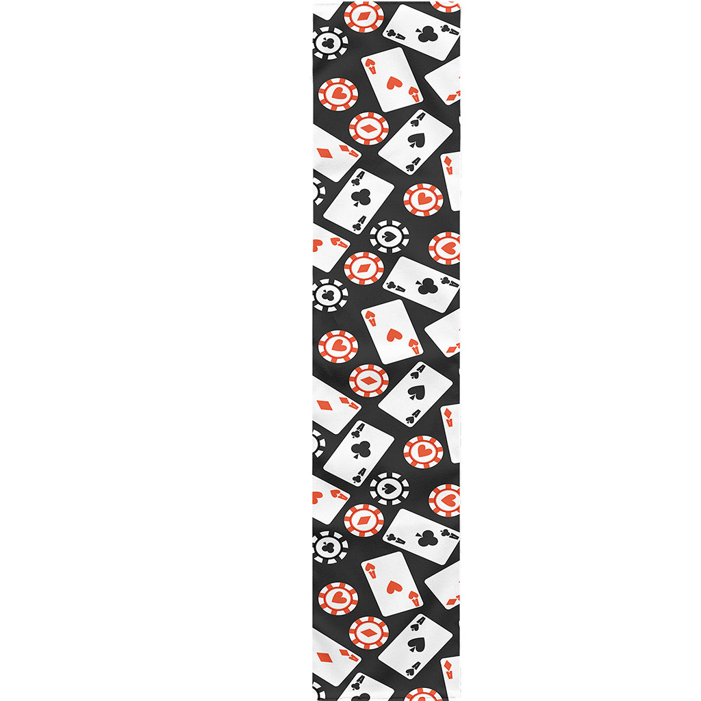 Casino Chip And Card Pattern Print Table Runner