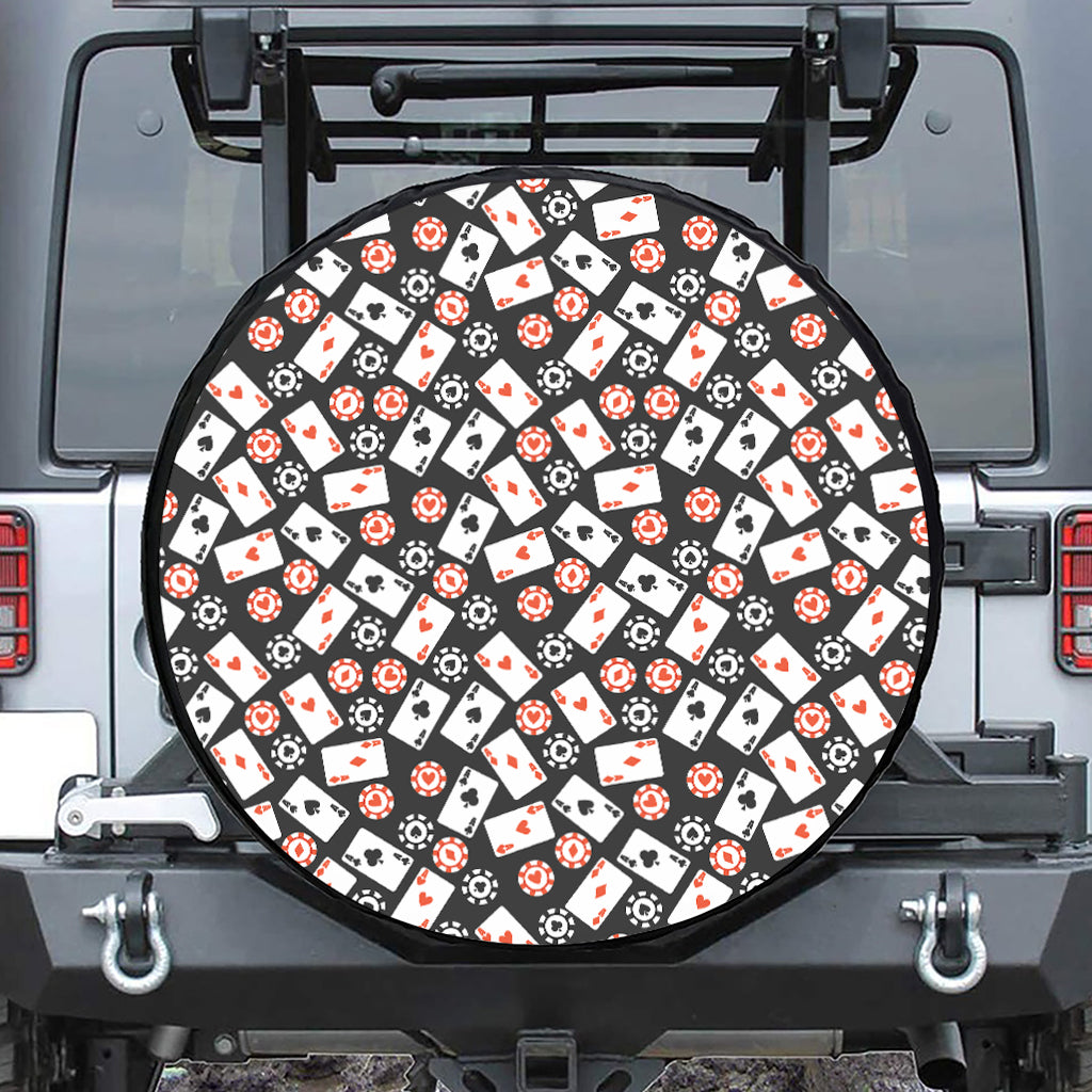 Casino Chip And Card Pattern Print Tire Cover