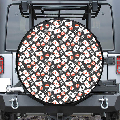Casino Chip And Card Pattern Print Tire Cover