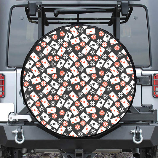 Casino Chip And Card Pattern Print Tire Cover