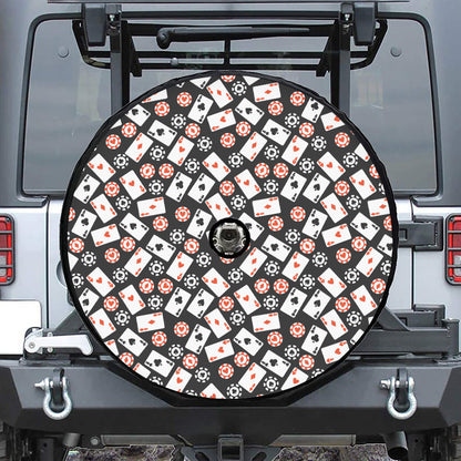 Casino Chip And Card Pattern Print Tire Cover With Camera Hole
