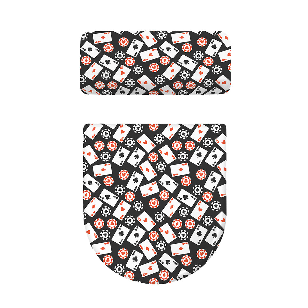 Casino Chip And Card Pattern Print Toilet Lid And Tank Cover Set