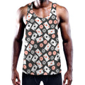 Casino Chip And Card Pattern Print Men's Workout Tank Top