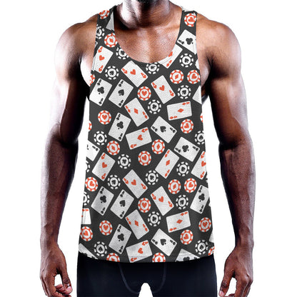 Casino Chip And Card Pattern Print Training Tank Top