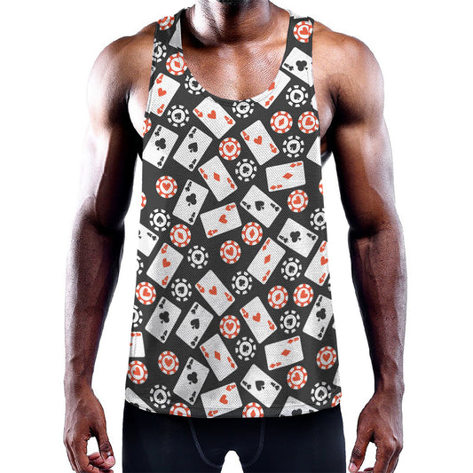 Casino Chip And Card Pattern Print Training Tank Top