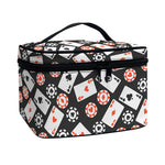 Casino Chip And Card Pattern Print Travel Makeup Bag