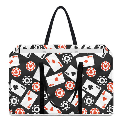 Casino Chip And Card Pattern Print Utility Tote Bag