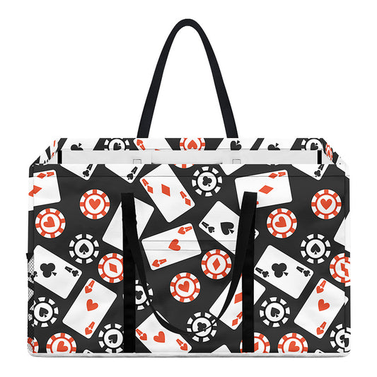 Casino Chip And Card Pattern Print Utility Tote Bag