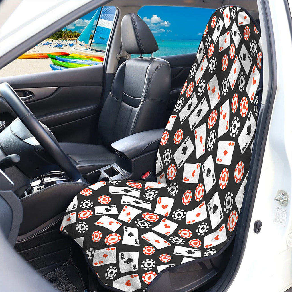 Casino Chip And Card Pattern Print Waterproof Car Seat Cover