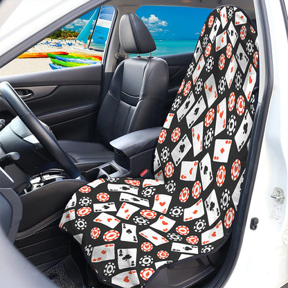Casino Chip And Card Pattern Print Waterproof Car Seat Cover