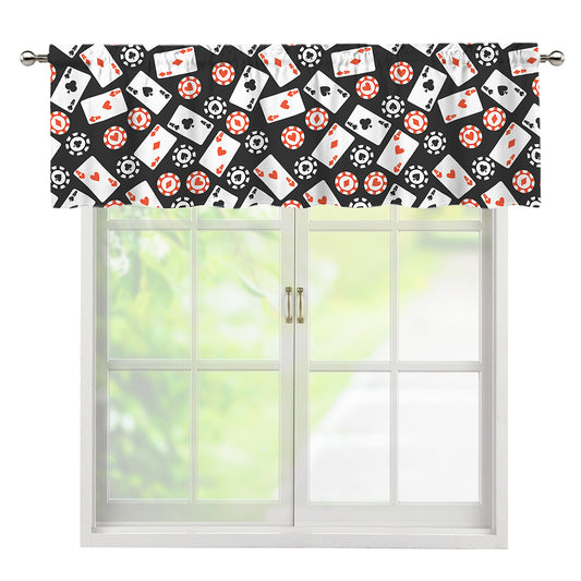 Casino Chip And Card Pattern Print Window Valance