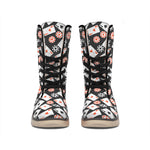 Casino Chip And Card Pattern Print Winter Boots