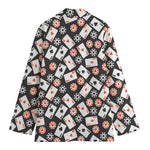 Casino Chip And Card Pattern Print Women's Blazer