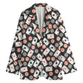Casino Chip And Card Pattern Print Women's Cotton Blazer