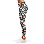 Casino Chip And Card Pattern Print Women's Leggings