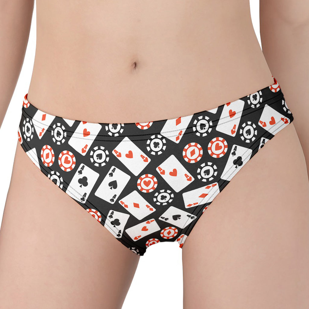 Casino Chip And Card Pattern Print Women's Panties