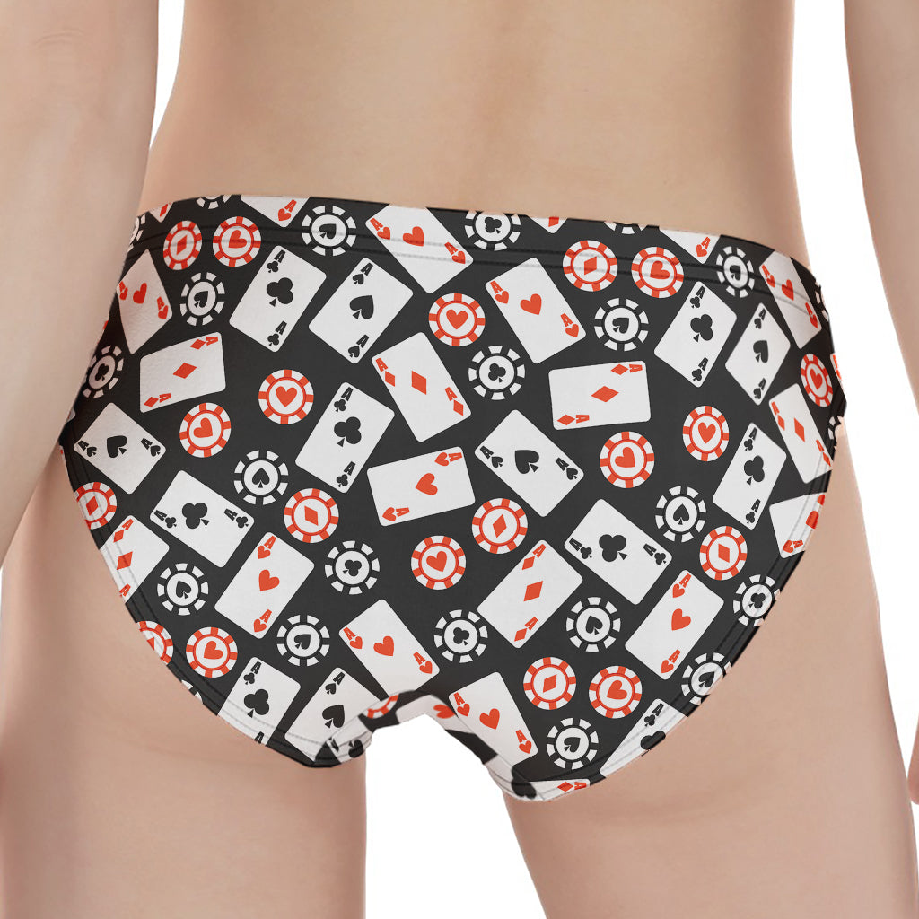 Casino Chip And Card Pattern Print Women's Panties