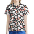 Casino Chip And Card Pattern Print Women's Polo Shirt