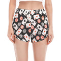 Casino Chip And Card Pattern Print Women's Split Running Shorts