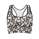Casino Chip And Card Pattern Print Women's Sports Bra