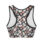 Casino Chip And Card Pattern Print Women's Sports Bra
