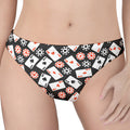 Casino Chip And Card Pattern Print Women's Thong