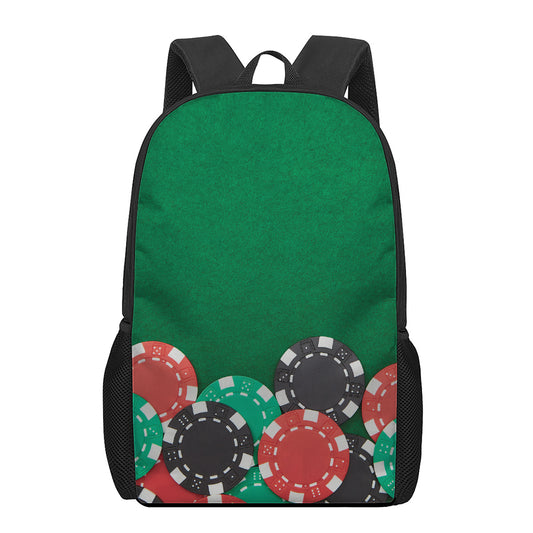 Casino Poker Chips Print 17 Inch Backpack