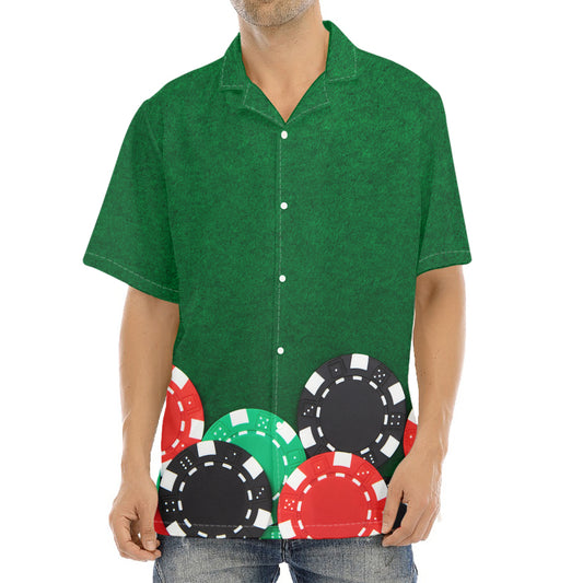 Casino Poker Chips Print Aloha Shirt
