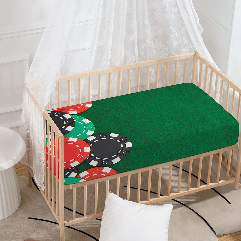 Casino Poker Chips Print Baby Crib Sheet