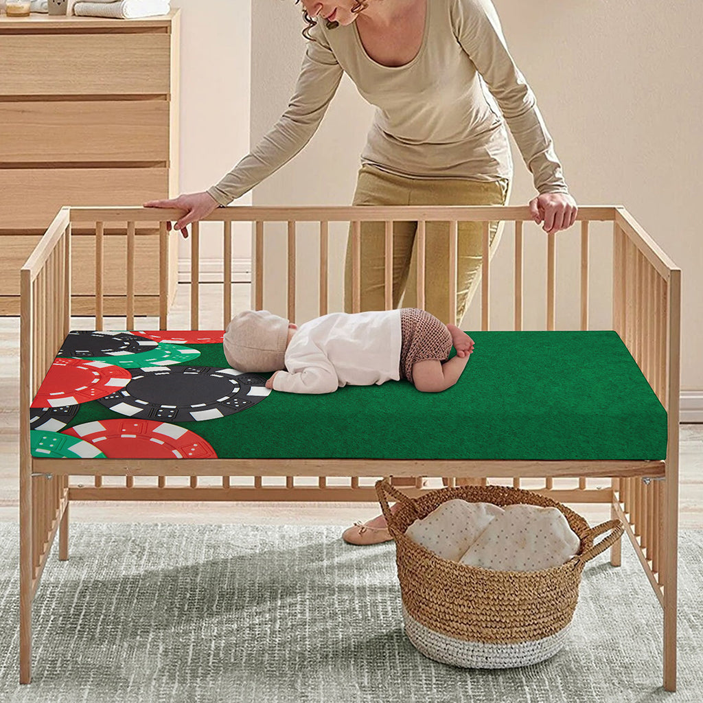 Casino Poker Chips Print Baby Crib Sheet