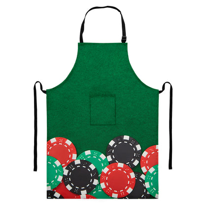 Casino Poker Chips Print Bib Apron With Pocket