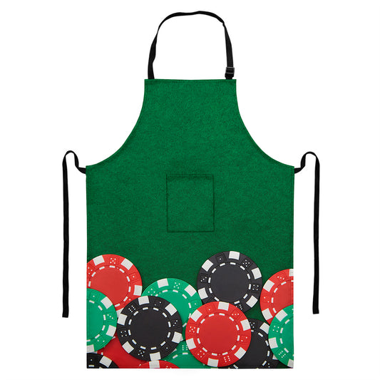 Casino Poker Chips Print Bib Apron With Pocket