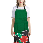 Casino Poker Chips Print Bib Apron With Pocket