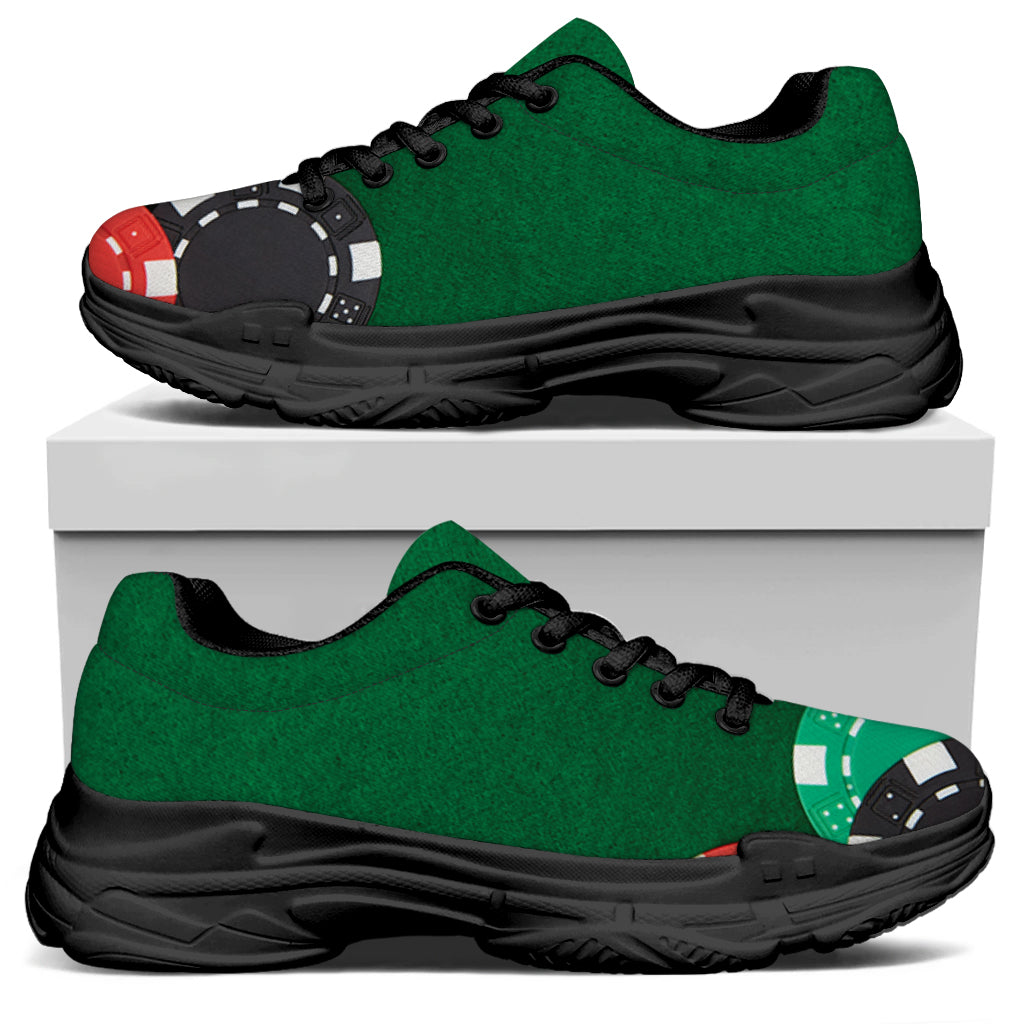Casino Poker Chips Print Black Chunky Shoes