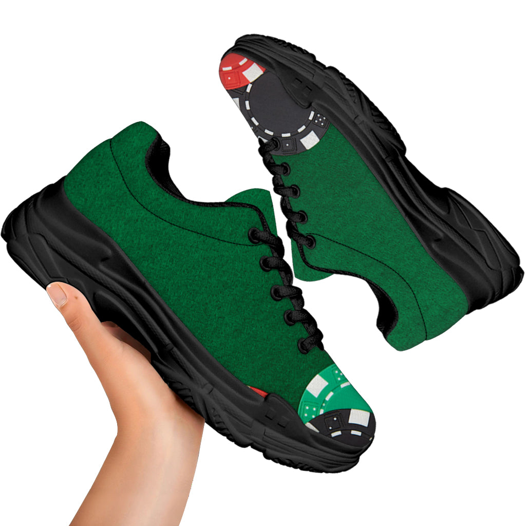 Casino Poker Chips Print Black Chunky Shoes